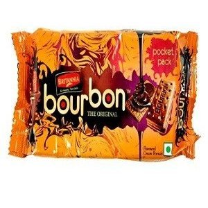 Britannia Bourbon Biscuits, 120 gm Pouch ( Buy 4 Get 1 Free )