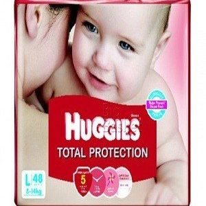 Huggies Total Protection Diapers – Large (8-14 kg), 48 pcs