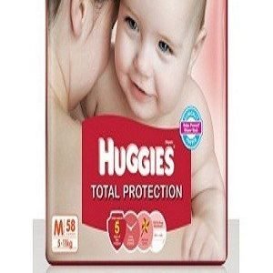 Huggies Total Protection Diapers – Medium (For 5-11 Kg), 58 pcs