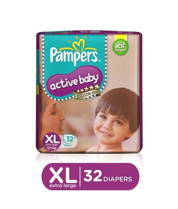 Pampers Active Baby Diapers – Extra Large Size, 56 pcs Pouch