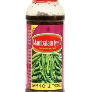 Mambalam Iyers Thokku – Green Chilli, 500 gm Bottle