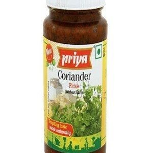 Priya Pickle – Coriander (without Garlic), 300 gm Bottle