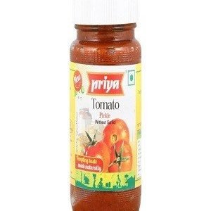 Priya Pickle – Tomato (Without Garlic), 300 gm Bottle