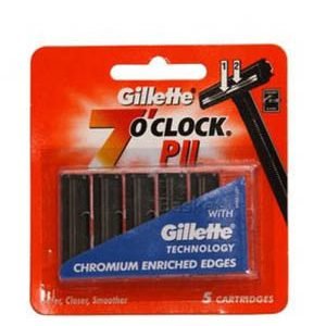 Gillette 7 O Clock Cartridges P II With Chromium Enriched Edges 5 Pcs Pouch