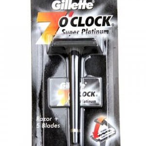 Gillette 7 O Clock Razor And Blades Super Platinum 1 Pc