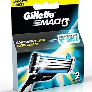 Gillette Mach 3 Manual Shaving Razor Blades Cartridge 2 Pcs