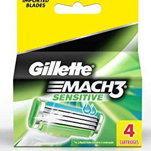 Gillette Mach 3 – Sensitive Manual Shaving Razor Blades (Cartridge), 4 pcs