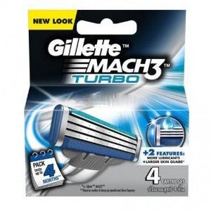 Gillette Mach 3 Turbo Manual Shaving Razor Blades Cartridge 4 Pcs