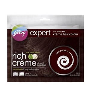 Godrej Expert Rich Crame Hair Colour Dark Brown No 4.06 20 Grams Plus 20 Ml