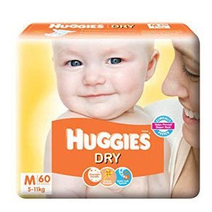 Huggies Diapers - Medium Size, New Dry, 60 pcs