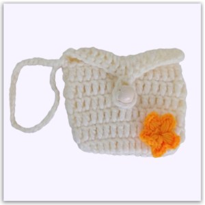 Handmade Crochet EarPods Pouch Half White Front view