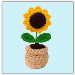 Handmade Crochet Flower Pot Sunflower Small