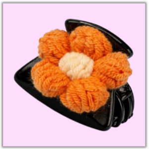 Handmade Crochet Hair Claw Clip Orange