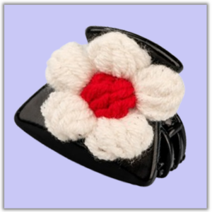 Handmade Crochet Hair Claw Clip White