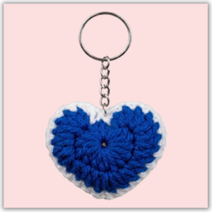 Handmade Crochet Keychain Heart Blue