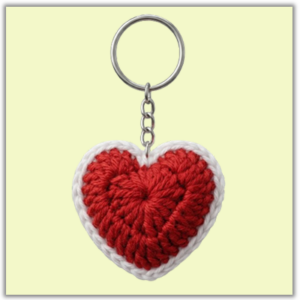Handmade Crochet Keychain Heart Red