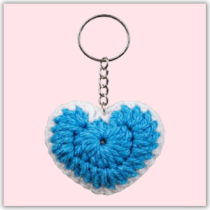 Handmade Crochet Keychain Heart Sky Blue
