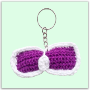 Handmade Crochet Keychain Ribbon Bow Dark Purple