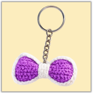 Handmade Crochet Keychain Ribbon Bow Purple