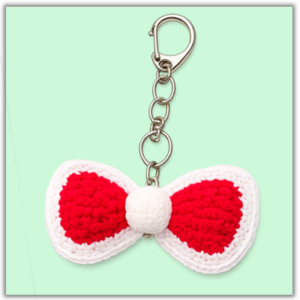 Handmade Crochet Keychain Ribbon Bow Red