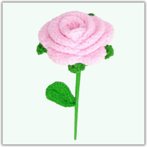 Handmade Crochet Rose Light Pink Big Front View