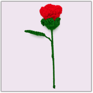 Handmade Crochet Rose Red Small Single Leaf