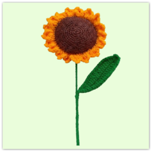 Handmade Crochet Sunflower Big Single Leaf Front View
