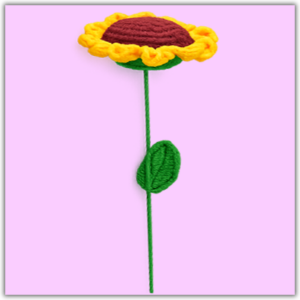 Handmade Crochet Sunflower Big Single Leaf Top Facing