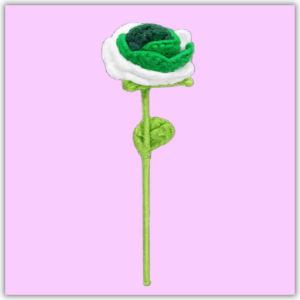 Handmade Crochet Tricolour Rose Green Small Front View
