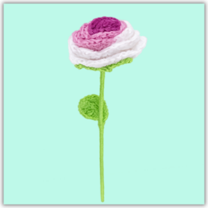 Handmade Crochet Tricolour Rose Purple Small Front View