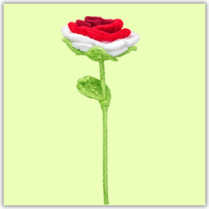 Handmade Crochet Tricolour Rose Red Small Front view
