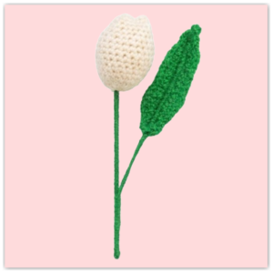 Handmade Crochet Tulip Cream Small Front view